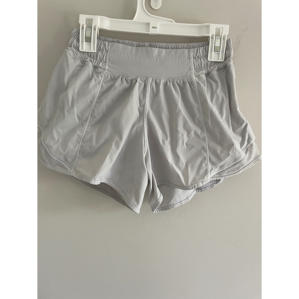Lululemon Track That Short 5" High Rise Light Grey Running Shorts Womens Size 2